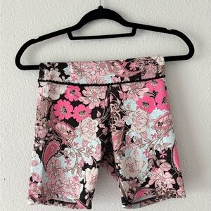 Floral Women's Bike Shorts - Pink and Black (runs small)